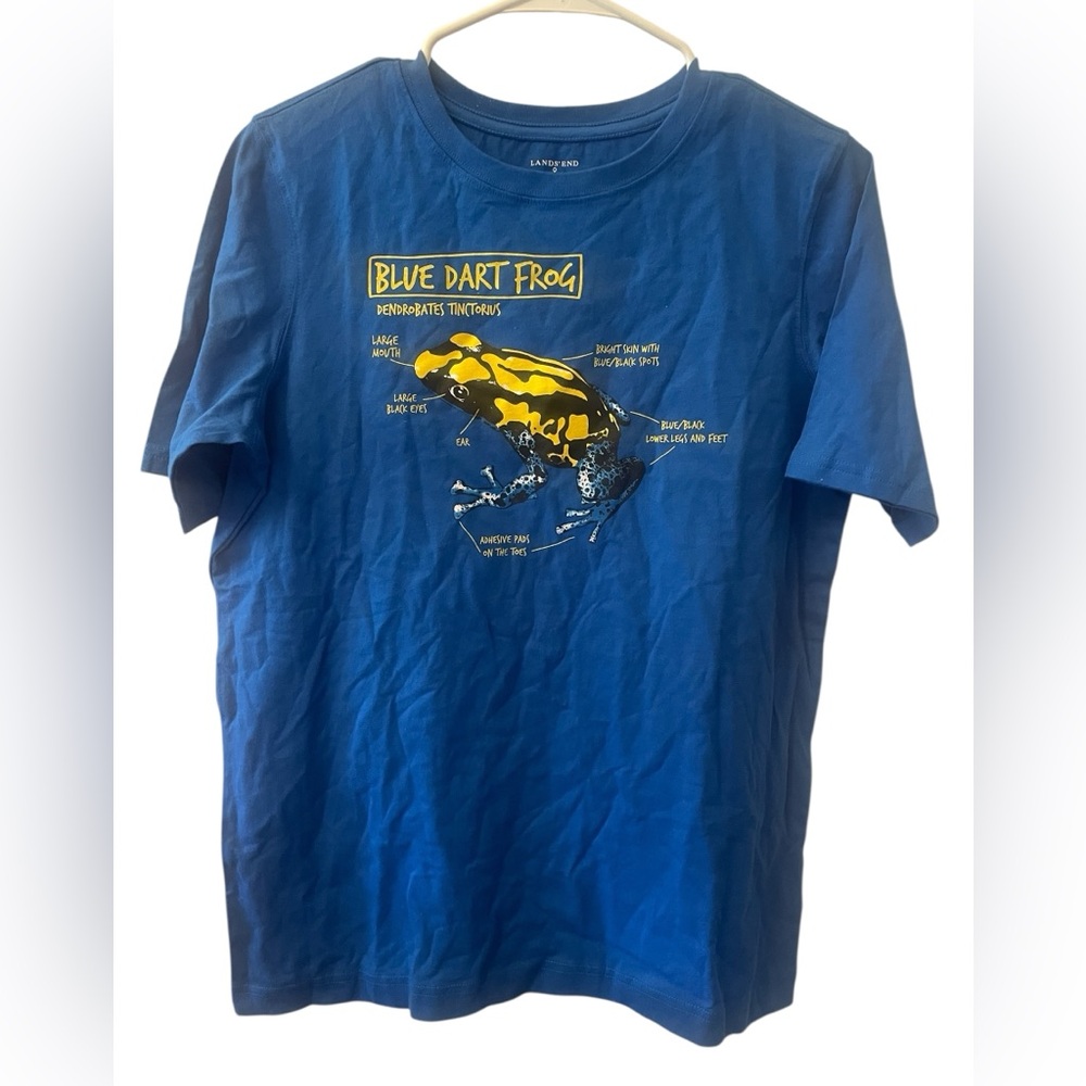 Lands' End NWT Blue T-Shirt with Yellow Frog Graphic size L